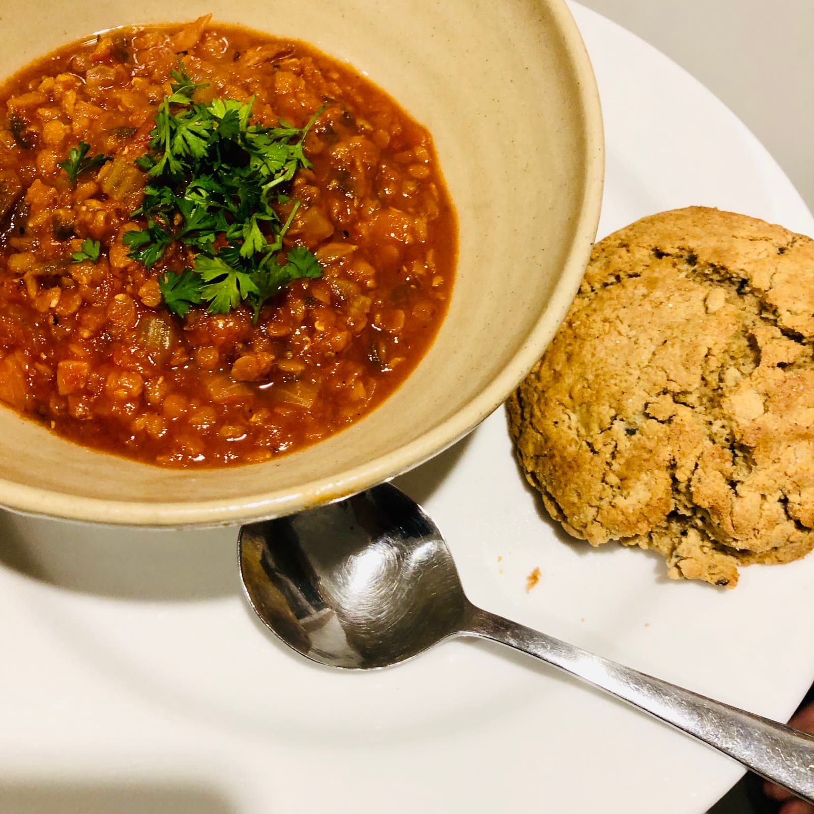 Red Lentil, Mushroom & Bacon Soup